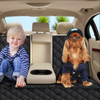 Dog Car Seat Cover, Back Seat Cover for Dogs Pet Car Seat Protector Waterproof Bench Car Seat Cover, Non-Slip Reat Seat Cover Fits Middle Armrest for Most Cars Trucks Suvs - Black