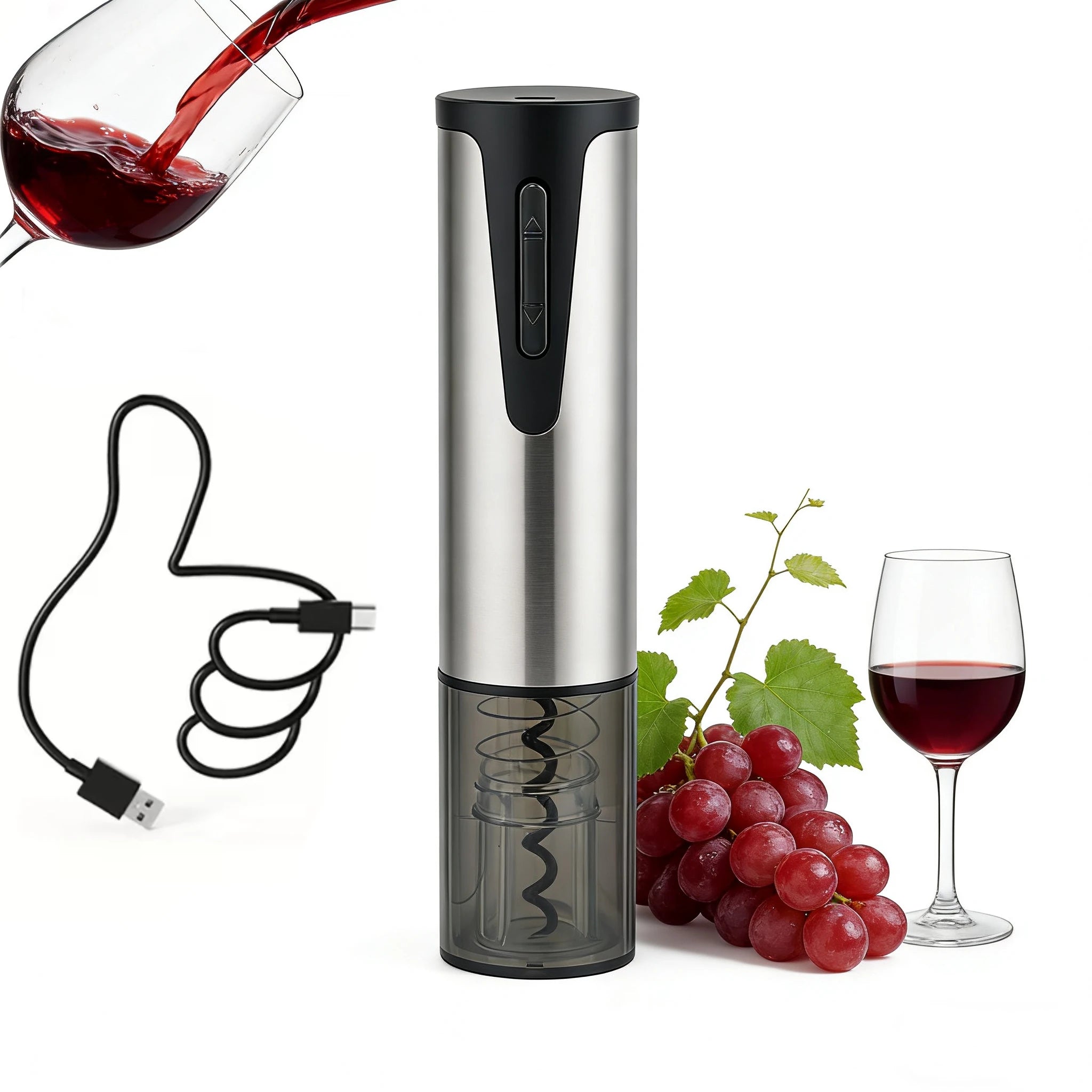 One Electric Bottle Opener, Type-C Interface, Rechargeable Mini Portable Bottle Opener, Durable Stainless Steel Design.