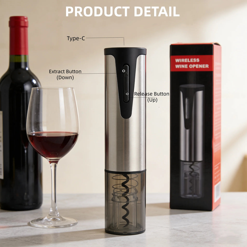 One Electric Bottle Opener, Type-C Interface, Rechargeable Mini Portable Bottle Opener, Durable Stainless Steel Design.