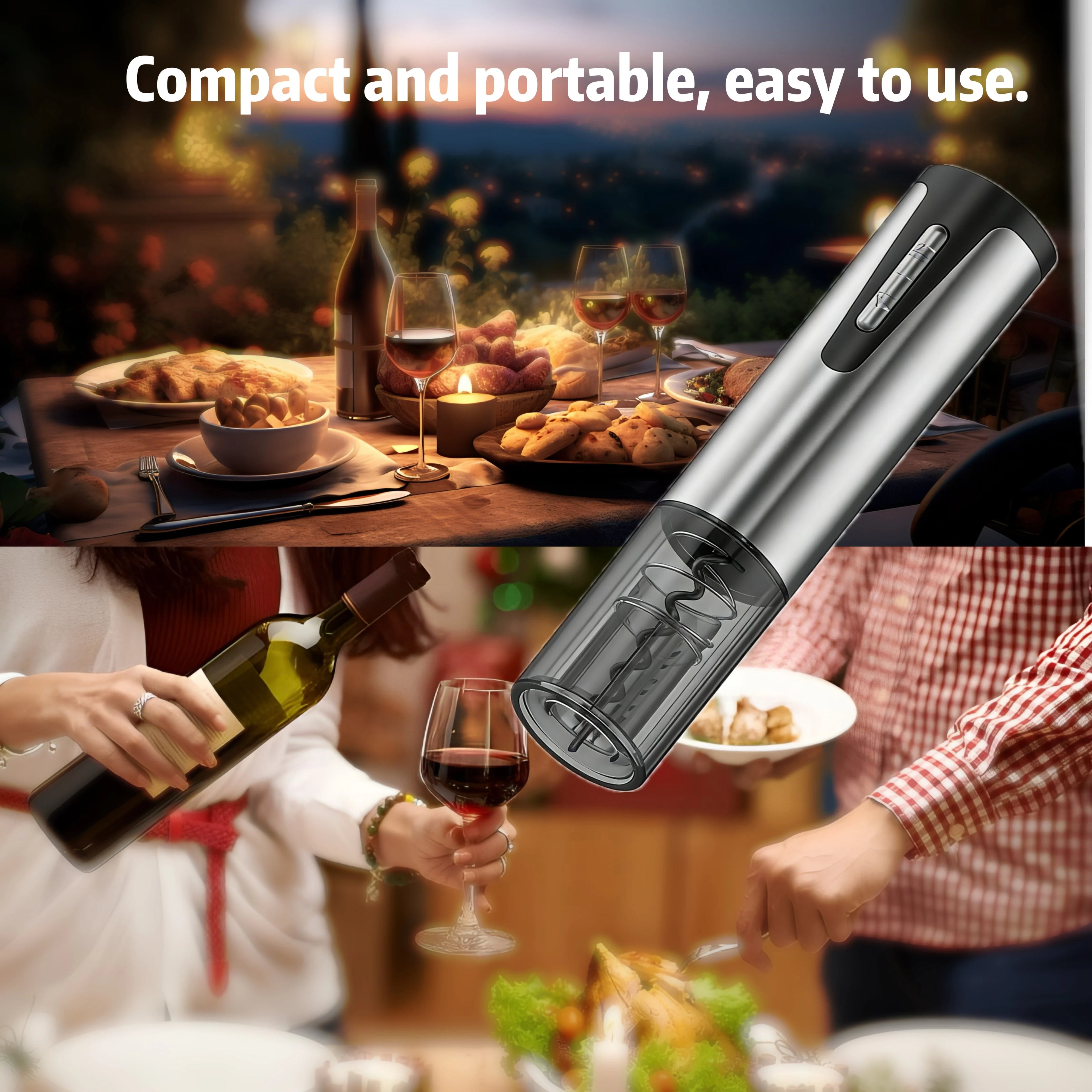 One Electric Bottle Opener, Type-C Interface, Rechargeable Mini Portable Bottle Opener, Durable Stainless Steel Design.